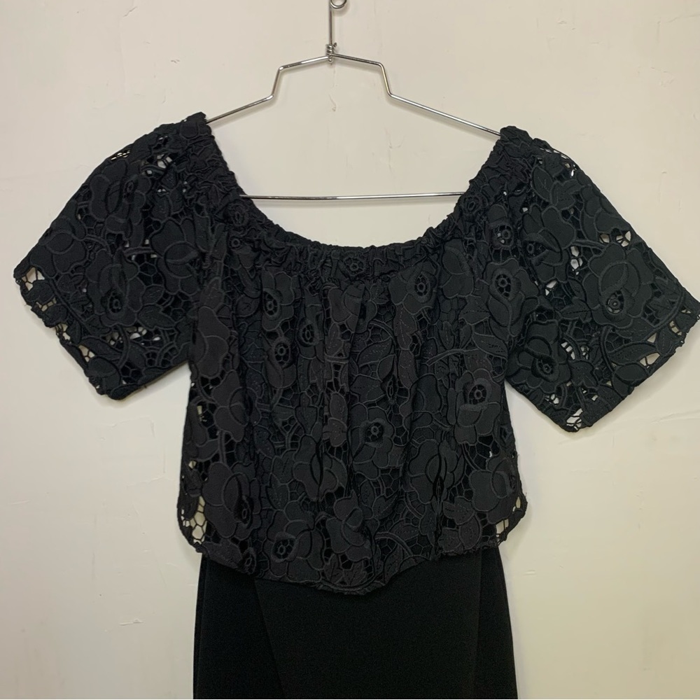 Shoshanna Black Lace off the Shoulder LBD Dress - Picture 7 of 12